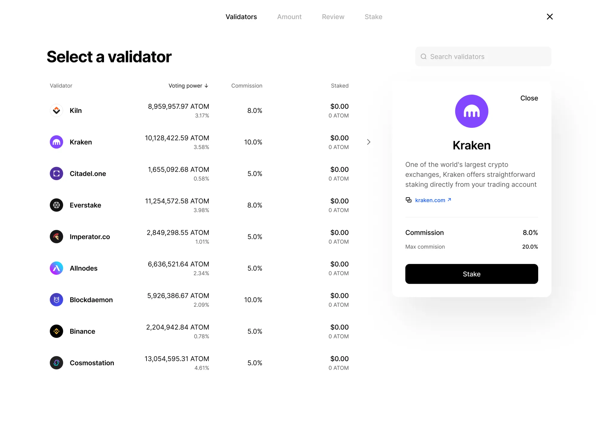 Emeris staking flow overview